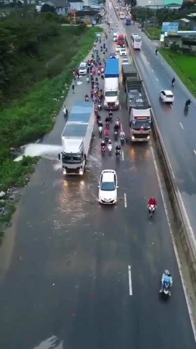Lorry driver shielded everyone from a burst pipe