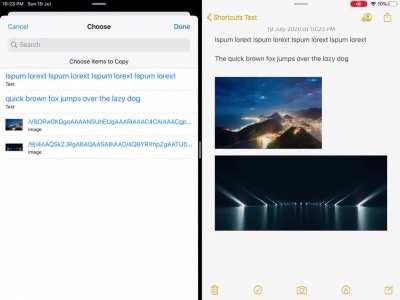 A shortcut that can take images and text from the sharesheet or clipboard and keep it in an easily accessible location for quicker copy-pasting.
