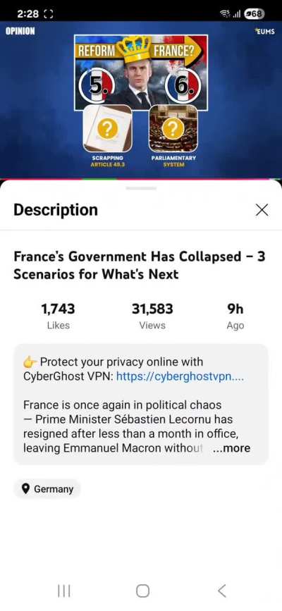 When clicking on a video link pop up (while watching a video), the current video's description is opened with no link to the referenced video in sight
