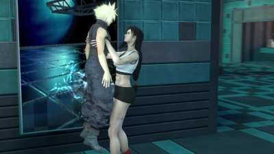 Tifa causes Cloud Strife with career ending bearhugs