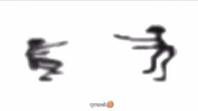 Interaction between two people in the white void of a white void