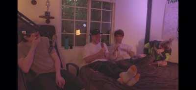 One of the funniest moments in the history of the podcast in my opinion, makes me cry laughing every time I watch it. Ep. #100