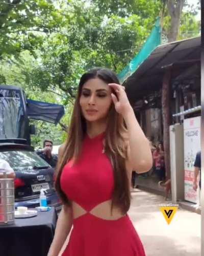 Mouni roy red and backless