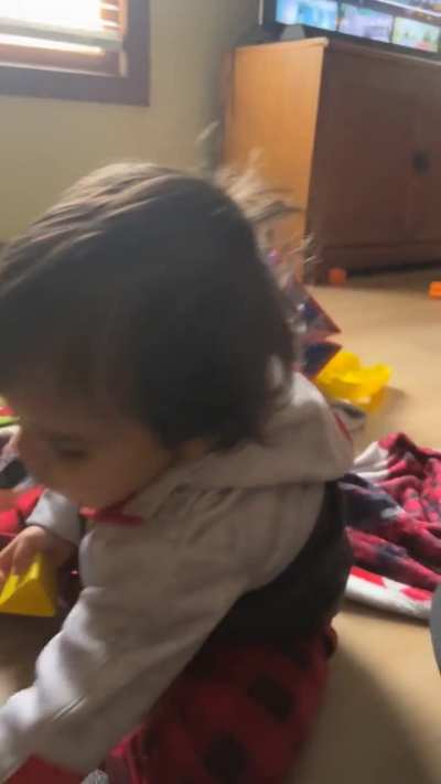 Dad is puzzled with his silliness!