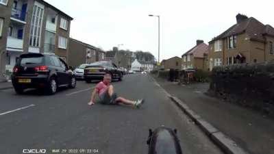 for trying to kick a cyclist in motion