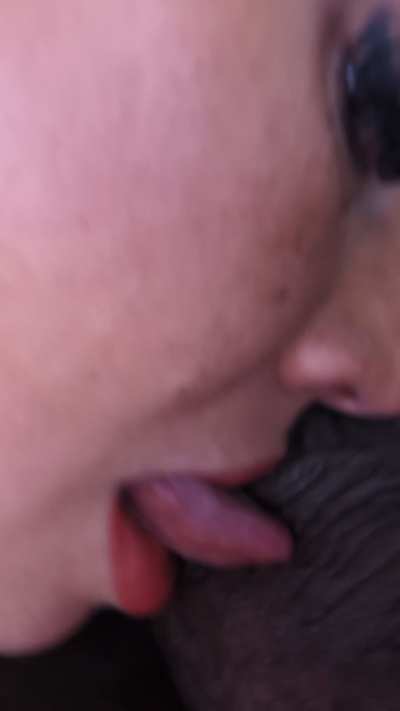 Loving on his big balls