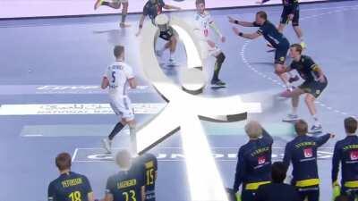Great save from the Swedish Goalkeeper during the Semifinals of the Handball World Cup