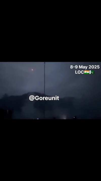 Indian Army shelling Pakistani positions on 8-9 May 2025 somewhere along the Line of Control
