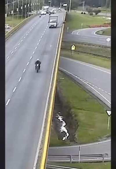 Hit by a car then fall from a bridge. Thug life