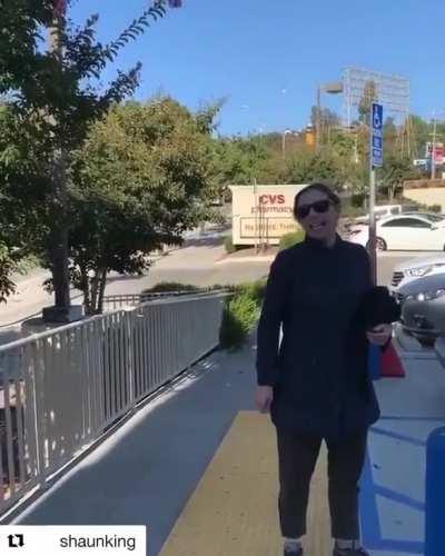 Racist Karen having the time of her life