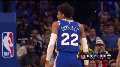 [Highlight] Shake Milton triple, Thybulle block, Embiid block, Simmons to Thybulle AND one