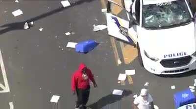 West Philly: Line of cop cars destroyed, ghost-ridden, stolen hat.