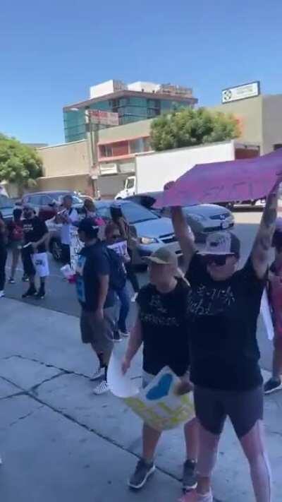 QAnon/Pizzagate protest in Hollywood