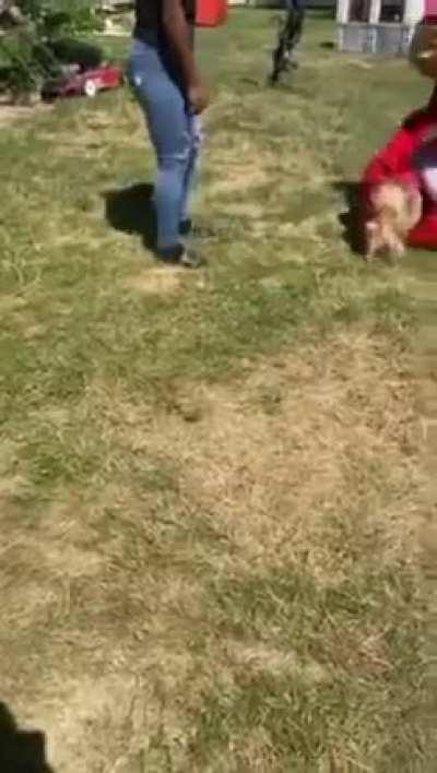 Small girl beat up big girl