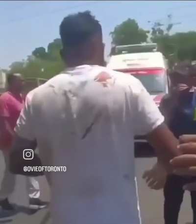 Survivor walks out from the wreckage of a Boeing 787 crash.