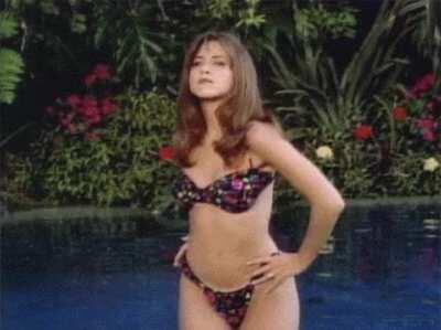 Young Jen playing in bikini.