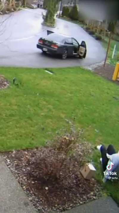 Package thief breaks ankle