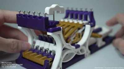3D printed mechanism of a grand piano key. Strings are replaced with steel rods so it sounds like a xylophone.