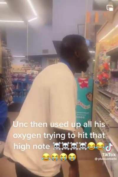 Old man hits high note so hard he faints