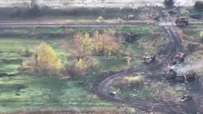 RU POV: Destroyed Ukrainian vehicles in the Pokrovsk and Myrnograd direction.