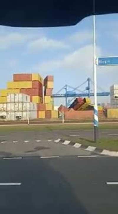 Stormy wind in the port of Rotterdam