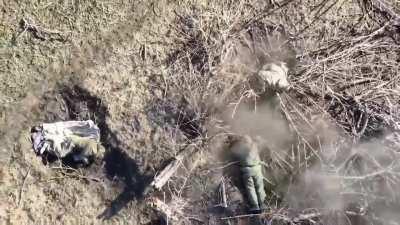 Grenade dropped on three orcs lying on the ground