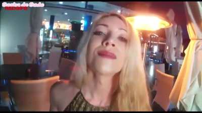 Adding her own syrup to the desert