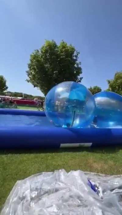 Child is blown away by wind