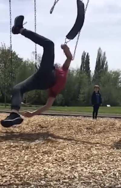 Trying to jump over a swing