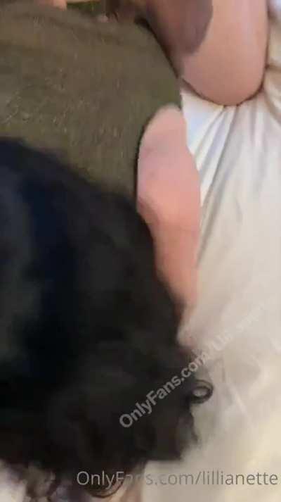 She's trying but these cocks are winning