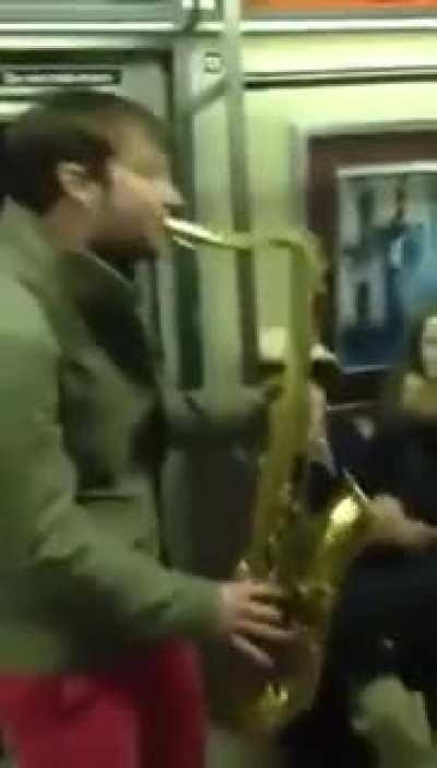 Epic sax battle in new york subway