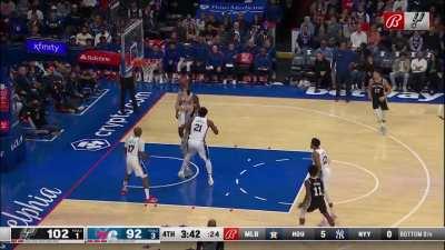 [Highlight] Poeltl outhustles the 76ers and grabs the offensive rebound and gets the easy lay-in. Philly fans are booing their home team again