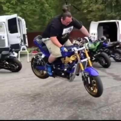Man executes a perfect stoppie