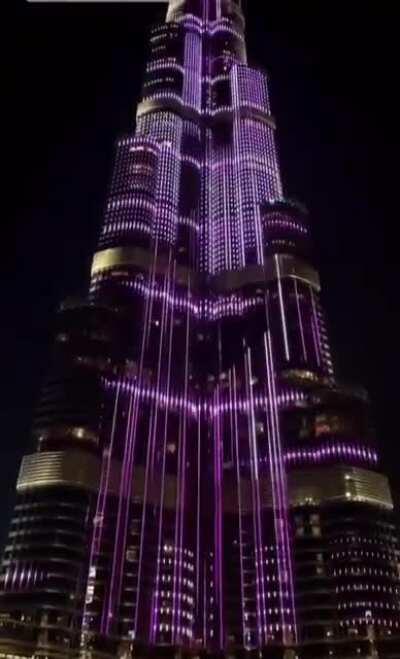 The light show on the Burj Khalifa