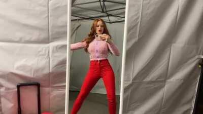 Showing off her pants