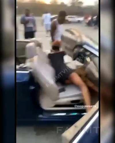 Guy tries to spare his girl from asswhopping.. Spoiler alert. IT DOESN'T WORK