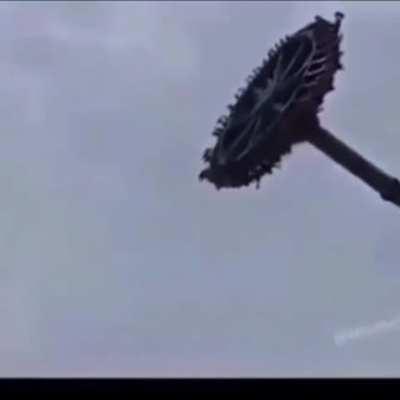 Man flies off carnival ride - sorry in advance for meme format
