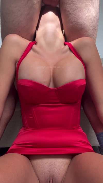 Red dress blowjob