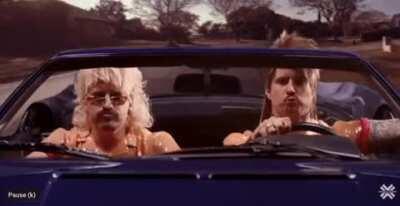 MRW my friend makes a wrong turn down a staircase on our way to an 80's party