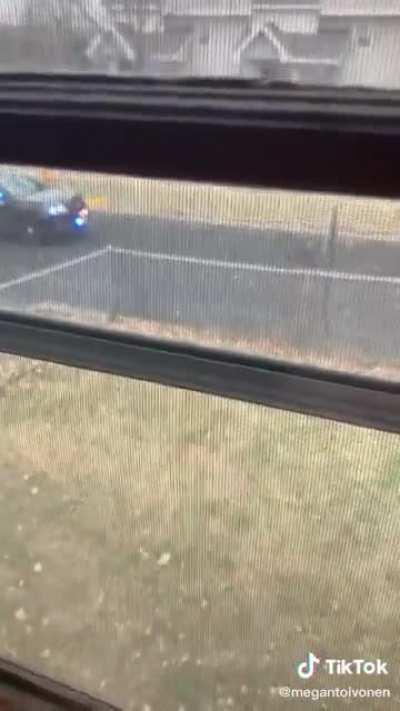 Cop runs over his own spike strip during a pursuit