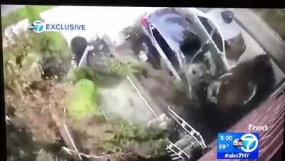 Cutting across to the exit lane at high speed