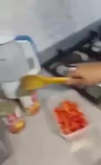 Showing Off His Cooking Skills