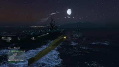 Just a size comparison of the USS Lexington compared to the Kosatka