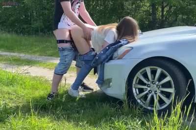 Making a quick stop for fucking while no one is around because I want him to cum inside me right now