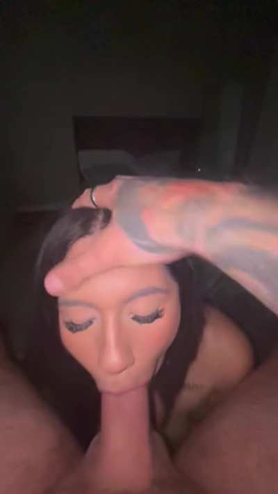 18 year old latina makes huge white cock disappear with a little help