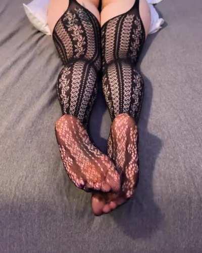 playing with my feet while i wait for you to rip off my tights