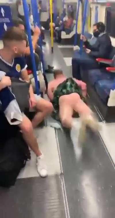 Pre England v Scotland match in London Underground.