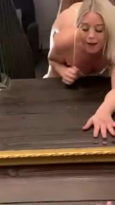 Thick snow bunny begs me to breed her and take the condom off