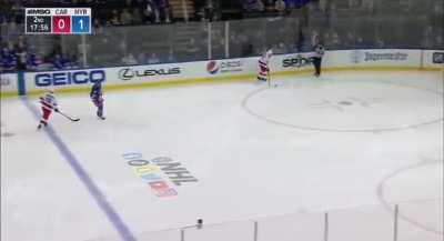 Frederik Andersen joins the rush with his teammates