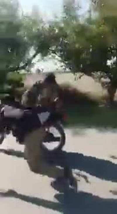 Well deserved karma for stupid stunt on a public road.